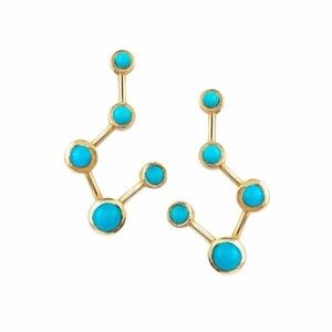 Logan Hollowell Big Dipper & Ursa Major Earrings 14k Yellow Gold With Turquoise